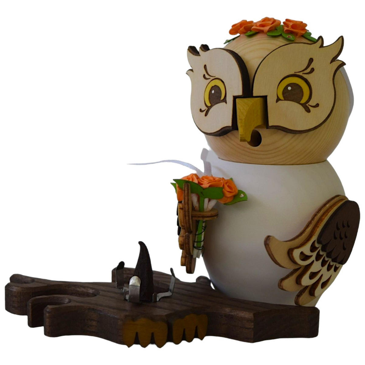 RAUCHFIGUR Eule Braut 15 cm - Multicolor, Holz (10/15/10cm)