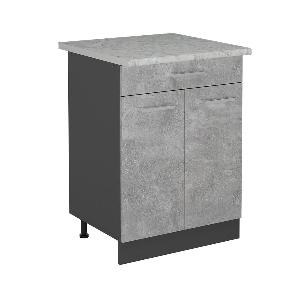 KÜCHENUNTERSCHRANK R-Line Beton 60 cm AP Marmor - Schieferfarben/Anthrazit, Holzwerkstoff (60/81.6/60cm) - Vicco