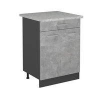 KÜCHENUNTERSCHRANK R-Line Beton 60 cm AP Marmor - Schieferfarben/Anthrazit, Holzwerkstoff (60/81.6/60cm) - Vicco