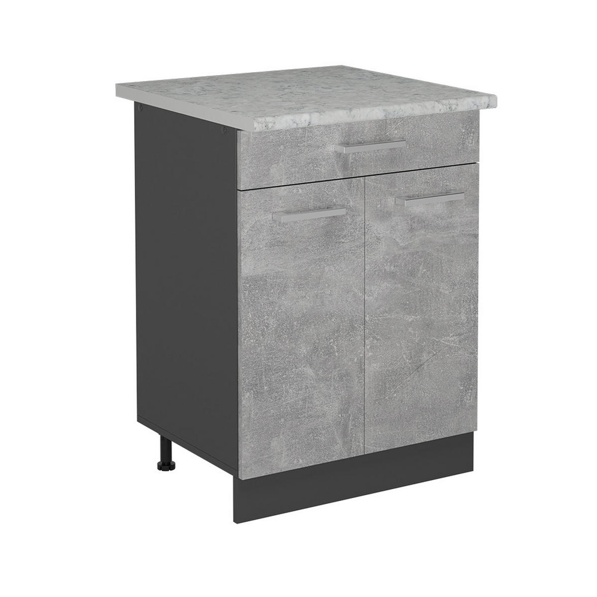 KÜCHENUNTERSCHRANK R-Line Beton 60 cm AP Marmor - Schieferfarben/Anthrazit, Holzwerkstoff (60/81.6/60cm) - Vicco