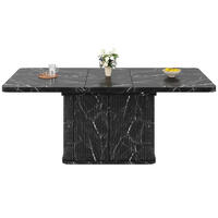 ESSTISCH 140–180/80/76,5 cm, Schwarz/Marmorfarben - Schwarz, Holzwerkstoff/Metall (180/80/76.5cm)