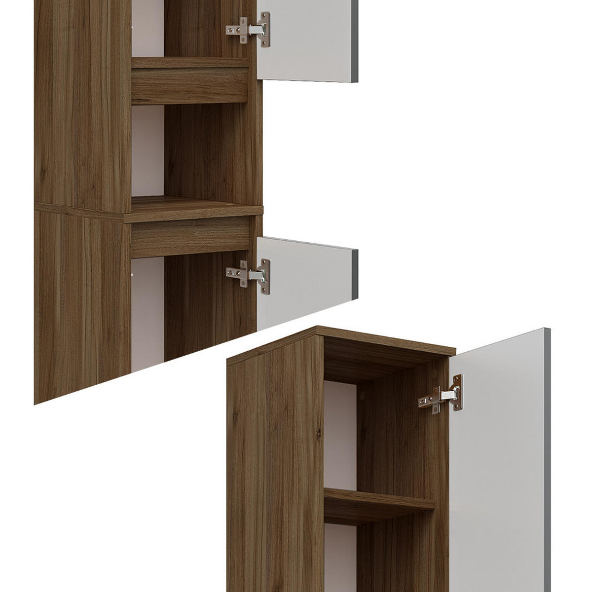 BADSCHRANK Majest Anthrazit Hochglanz 30.2 x 190 cm - Schwarz Hochglanz/Anthrazit, Holzwerkstoff (30.2/191.5/30cm) - Vicco