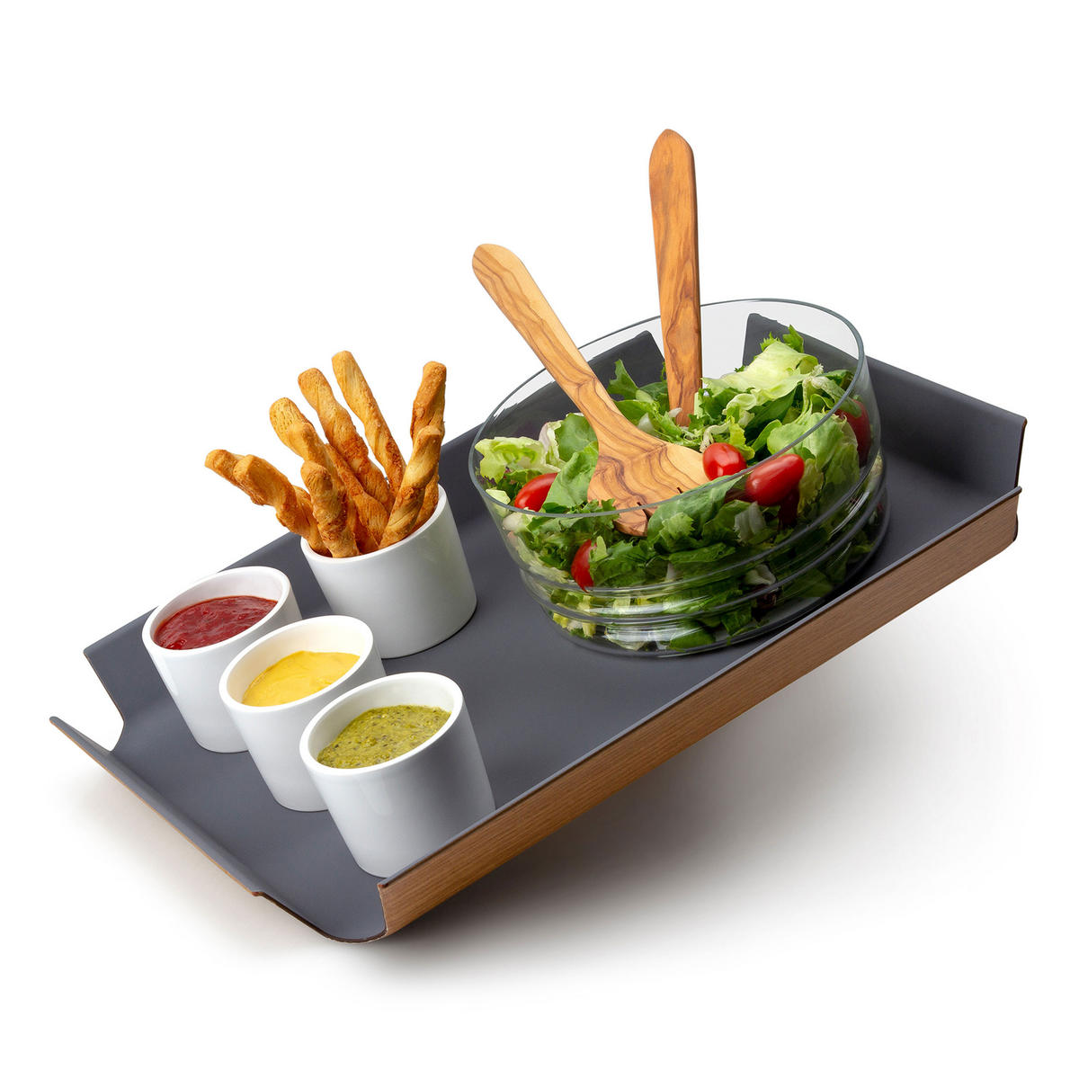 SERVIERTABLETT, Grau, 45 x 34 cm - Grau, Naturmaterialien (35/5/45cm) - Continenta