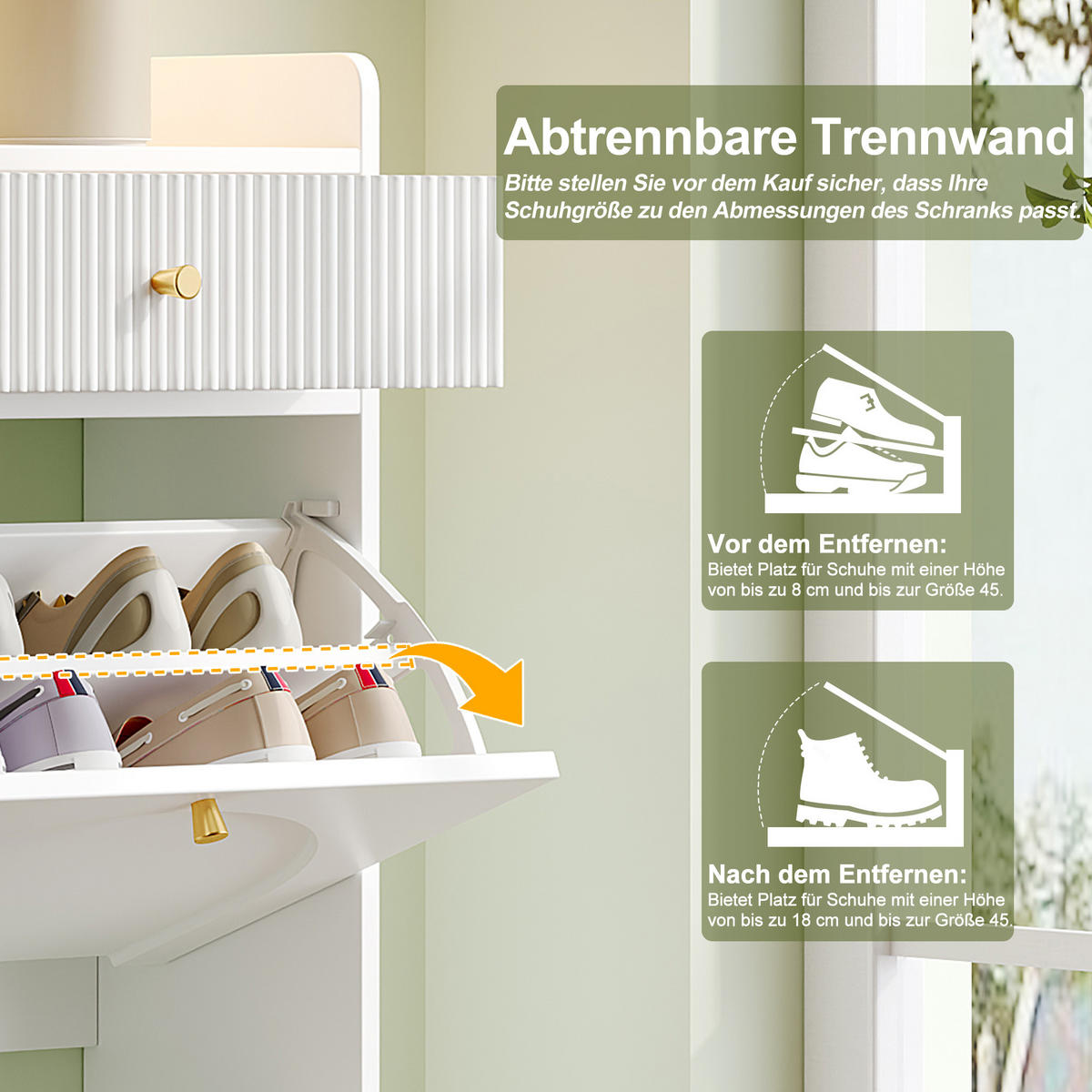 SCHUHSCHRANK schmal 4 Türen Weiß 106.5x25x105.5cm - Weiß, Holzwerkstoff (25/105.5/106.5cm) - FLIEKS