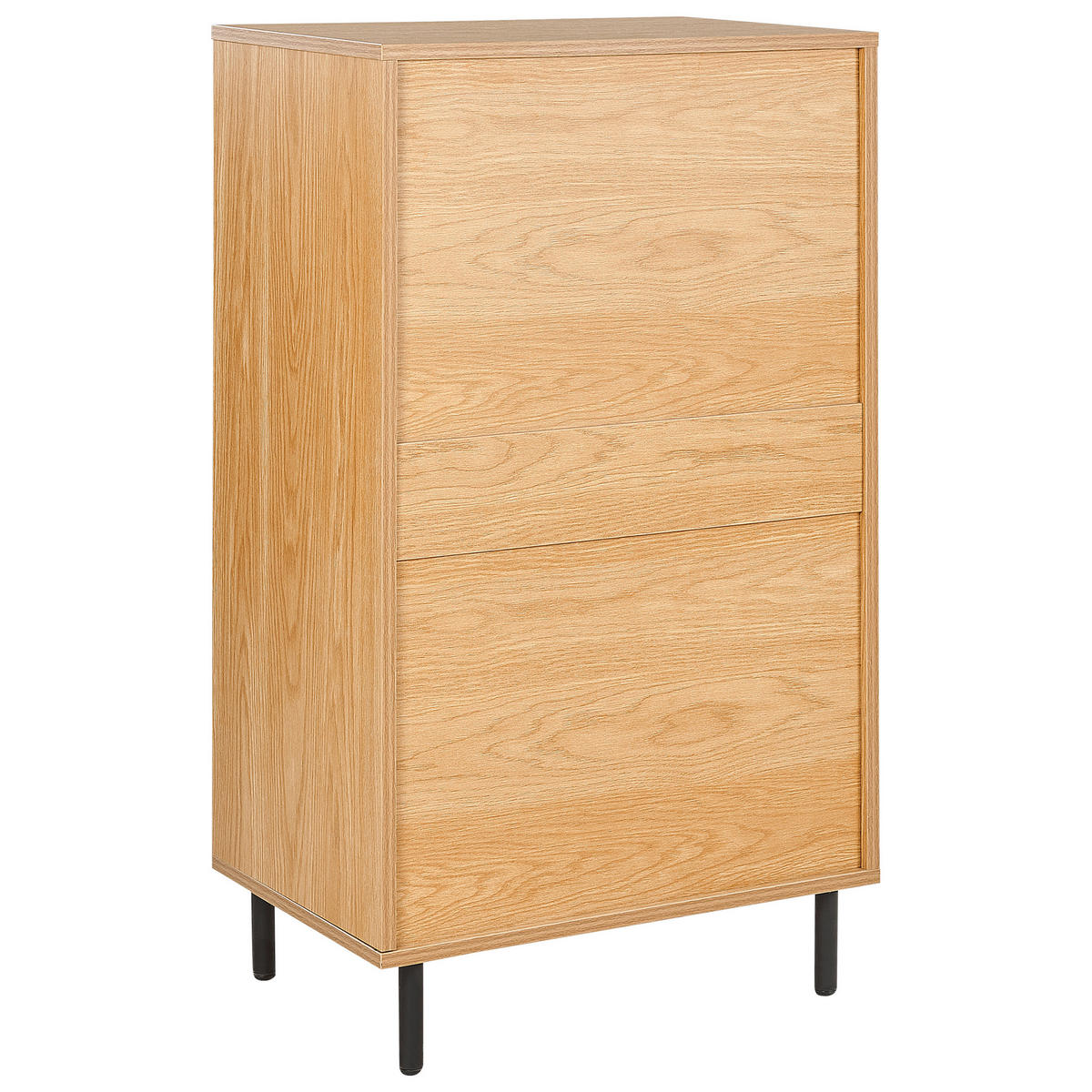 KOMODA 4 zásuvky Světlé dřevo Nikea - černá/světle hnědá, kompozitní dřevo (60/104/40cm) - Beliani