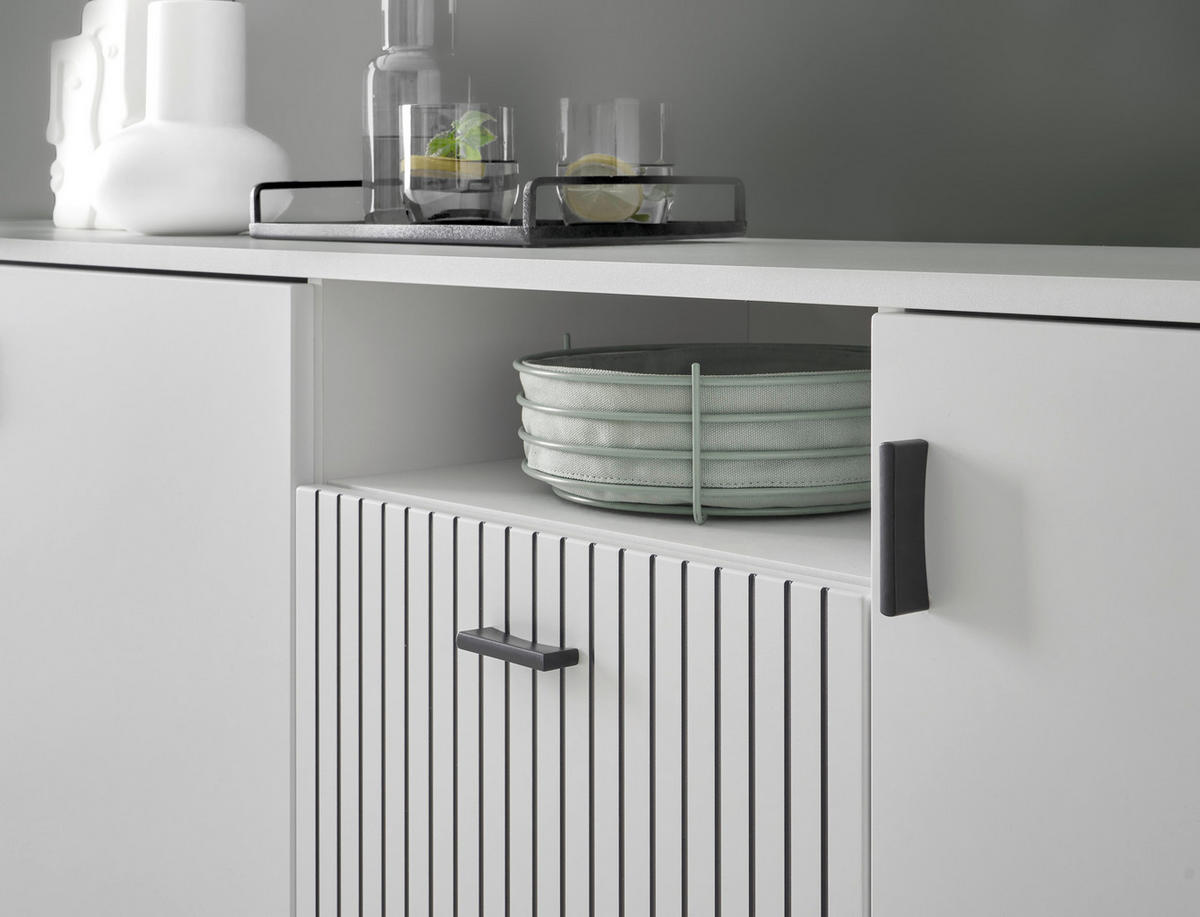 SIDEBOARD M17 Weiß Matt & Schwarz 200/80/42 cm breit - Weiß, Holzwerkstoff (200/80/42cm) - Livojo