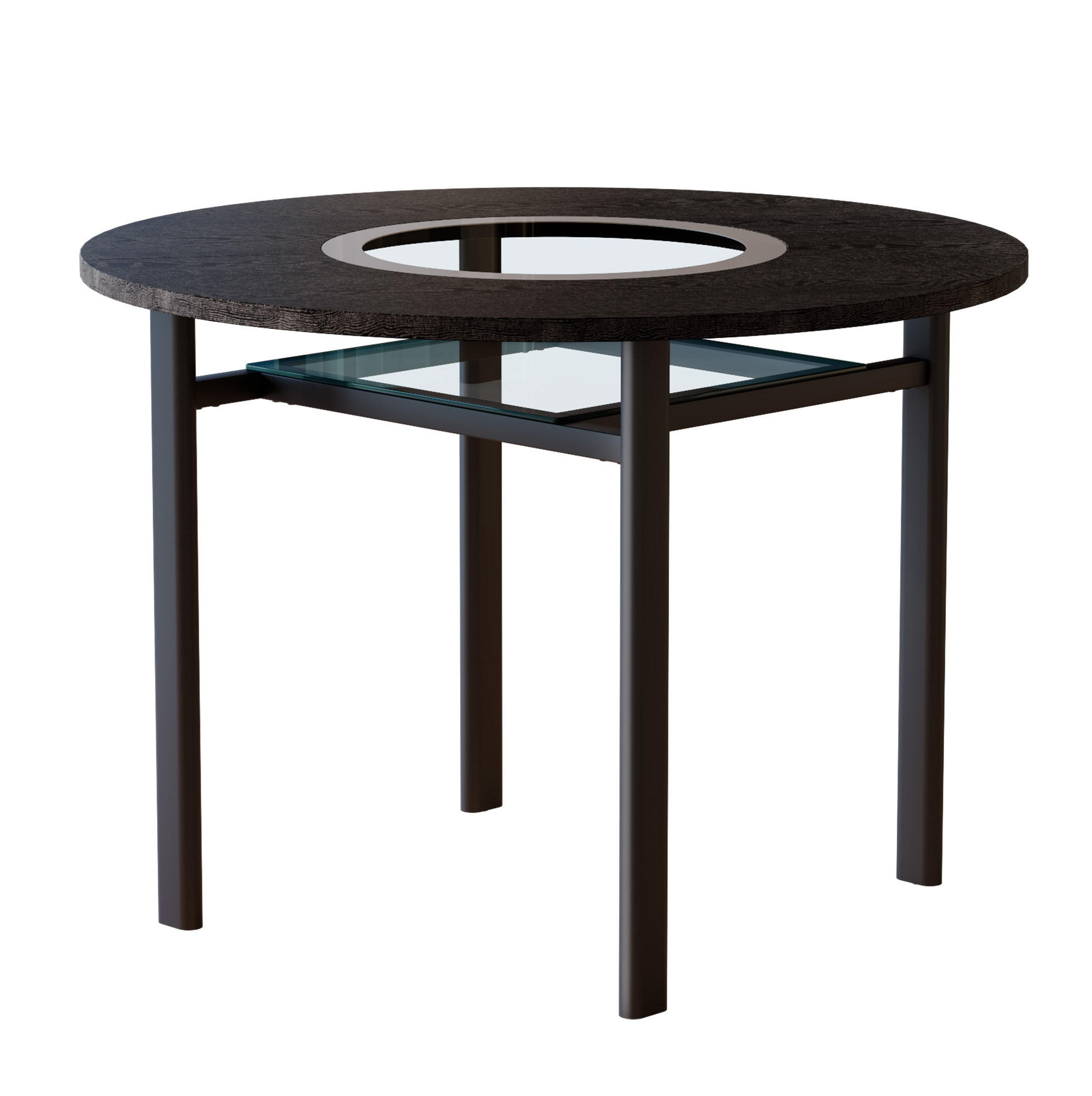 ESSTISCH 100 cm Schwarz aus Glas, MDF und Metall mit Glaseinlage - Schwarz, Holzwerkstoff (100/100/76cm) - OKMYHOME