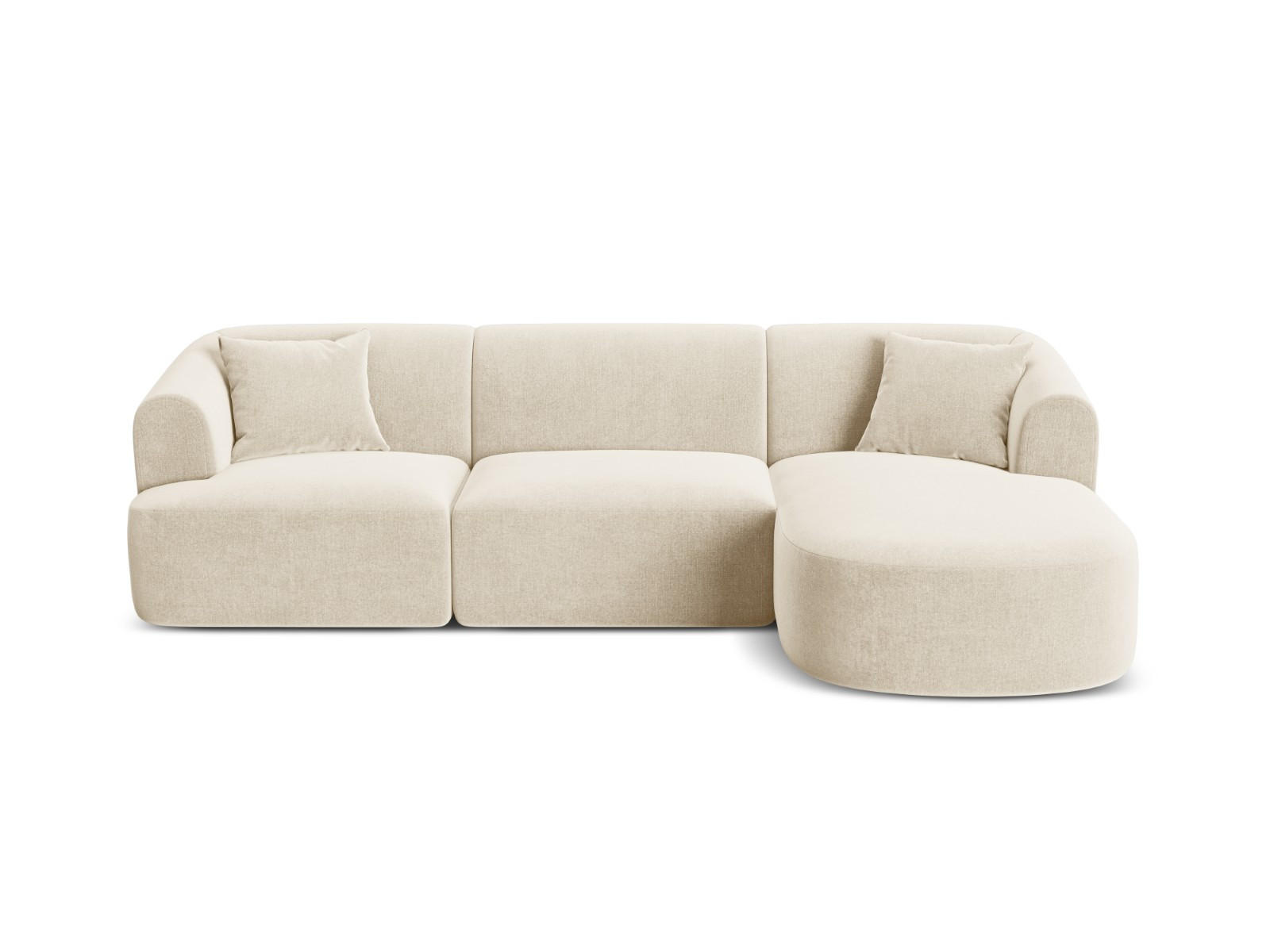 MODULARES-ECKSOFA rechts Campi aus Samt leichtes beige 4 Sitzplätze - Creme, Textil (156/256cm) - Cosmopolitan Design
