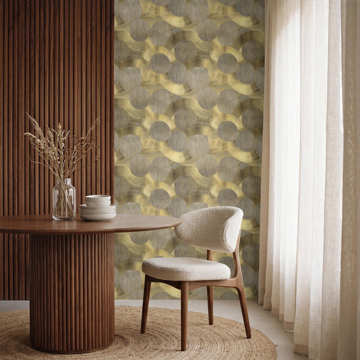 TAPETE - Modern - Geometrisch - Gold - 120x260 cm - Goldfarben, Papier (120/260cm) - OnlyWow