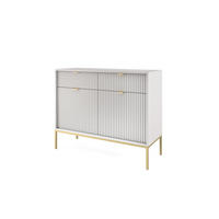 KOMMODE Nova Grau, Golden Beine, Zweitürig mit Schubladen - Goldfarben/Grau, Holzwerkstoff/Metall (104/83/39cm) - Bettso