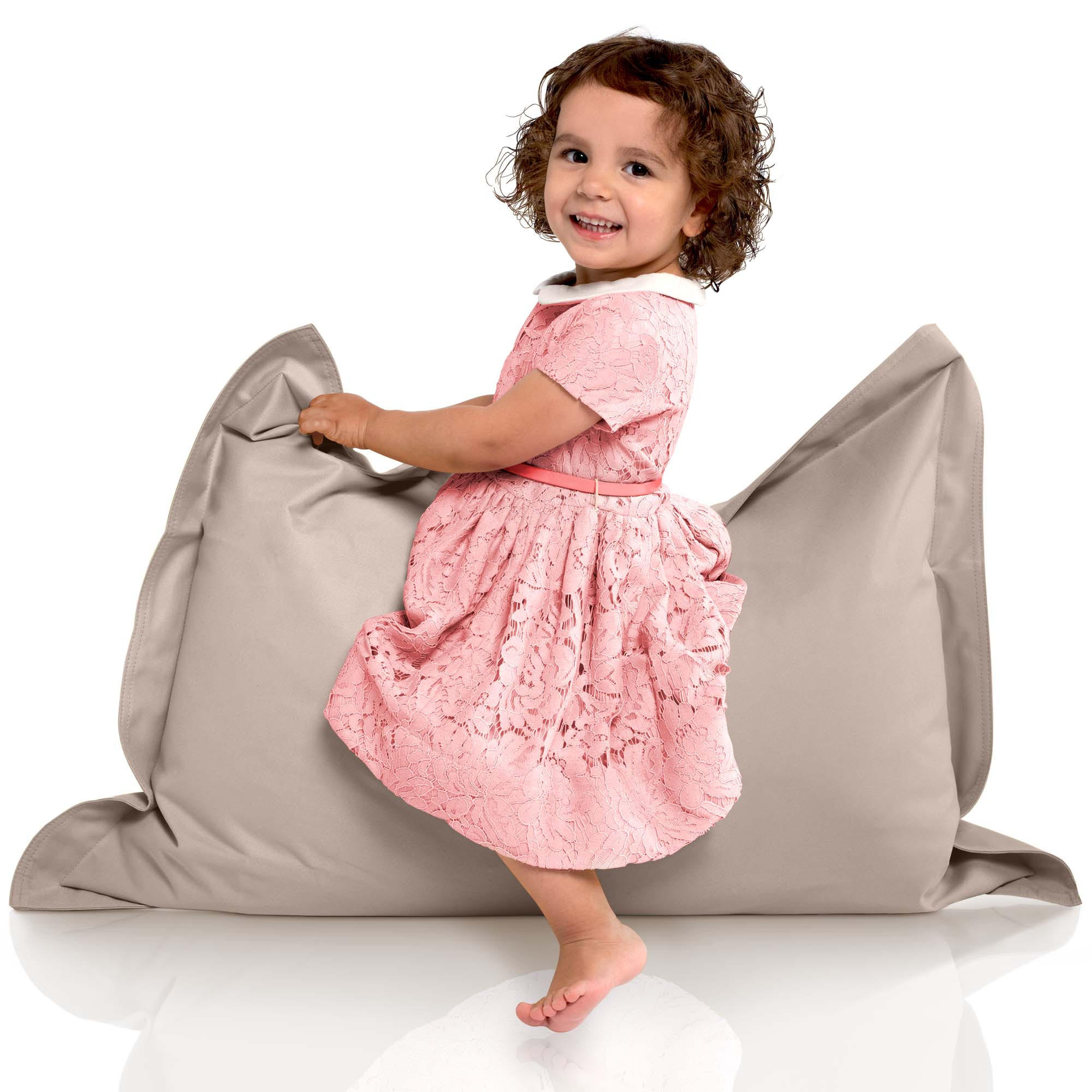 KINDER-SITZSACK 70x100cm - 70 Liter - Beige/Grau, Textil (70/10/100cm) - Green Bean