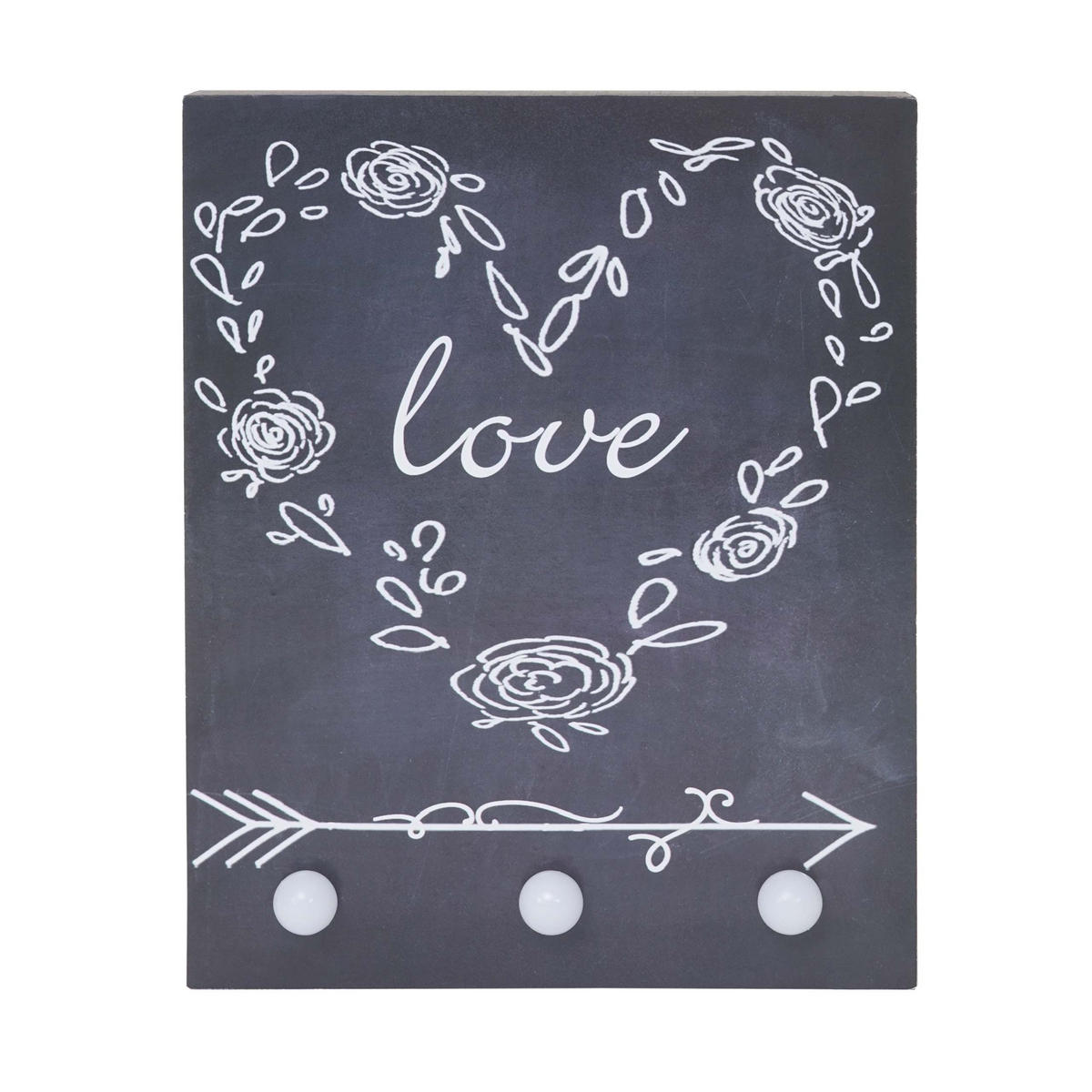 LED-BILD LEUCHTBILD LOVE Grau - Grau, Holz (20/25cm) - MCW