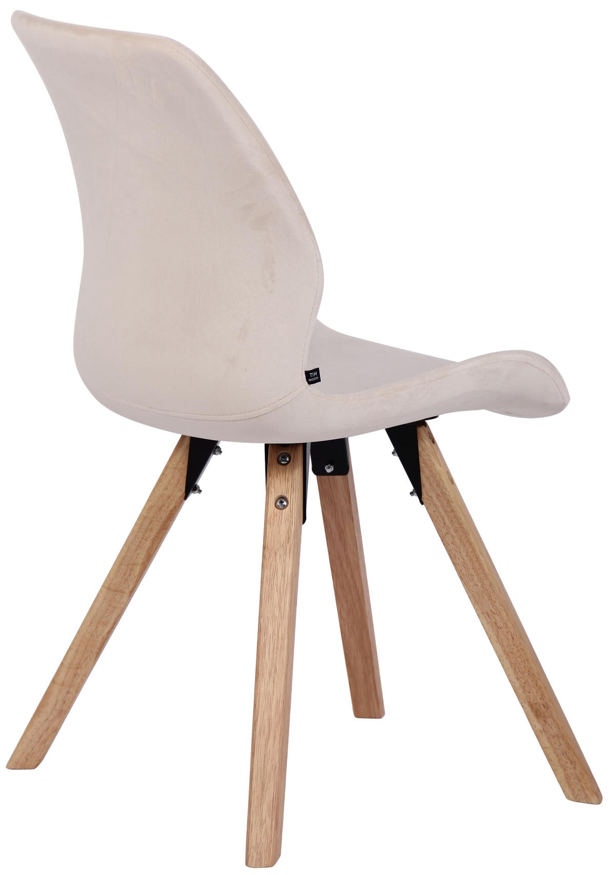 STUHL Samt creme - Eukalyptusholzfarben/Creme, Holz/Textil (49/87.5/58cm) - CLP