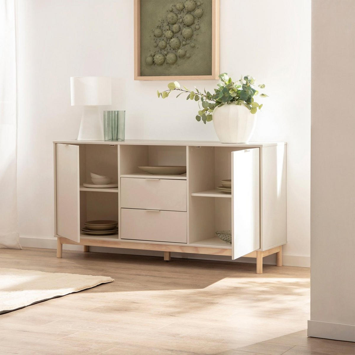 ANRICHTE NIEDRIGE Elian Weiß 150 cm x 78 cm - Weiß, Holzwerkstoff (150/78/38cm) - Klast Home