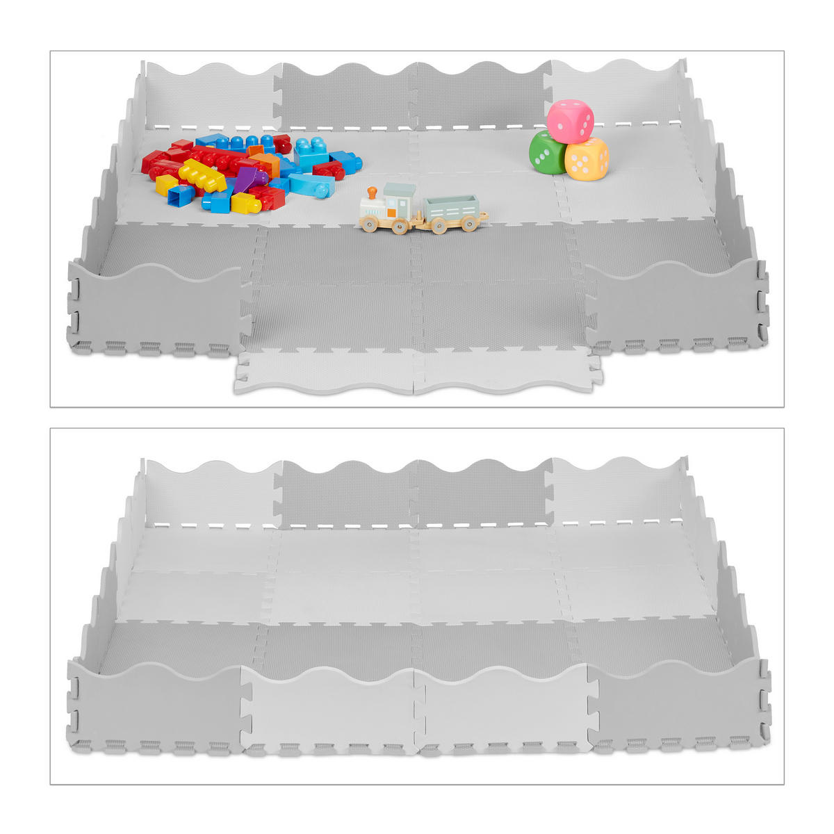 36-TLG.PUZZLEMATTE - Grau, Kunststoff (31.5/31.5cm) - Relaxdays