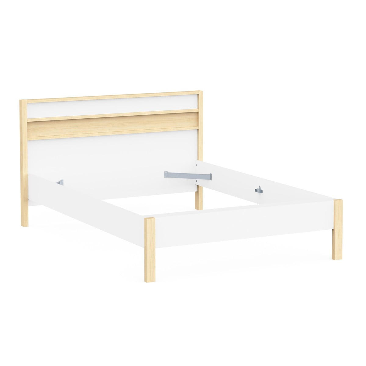 BETT in Weiß und Eichen-Dekor 151,9/207,3/95 cm - Weiß, Holzwerkstoff (140/190cm) - Calicosy