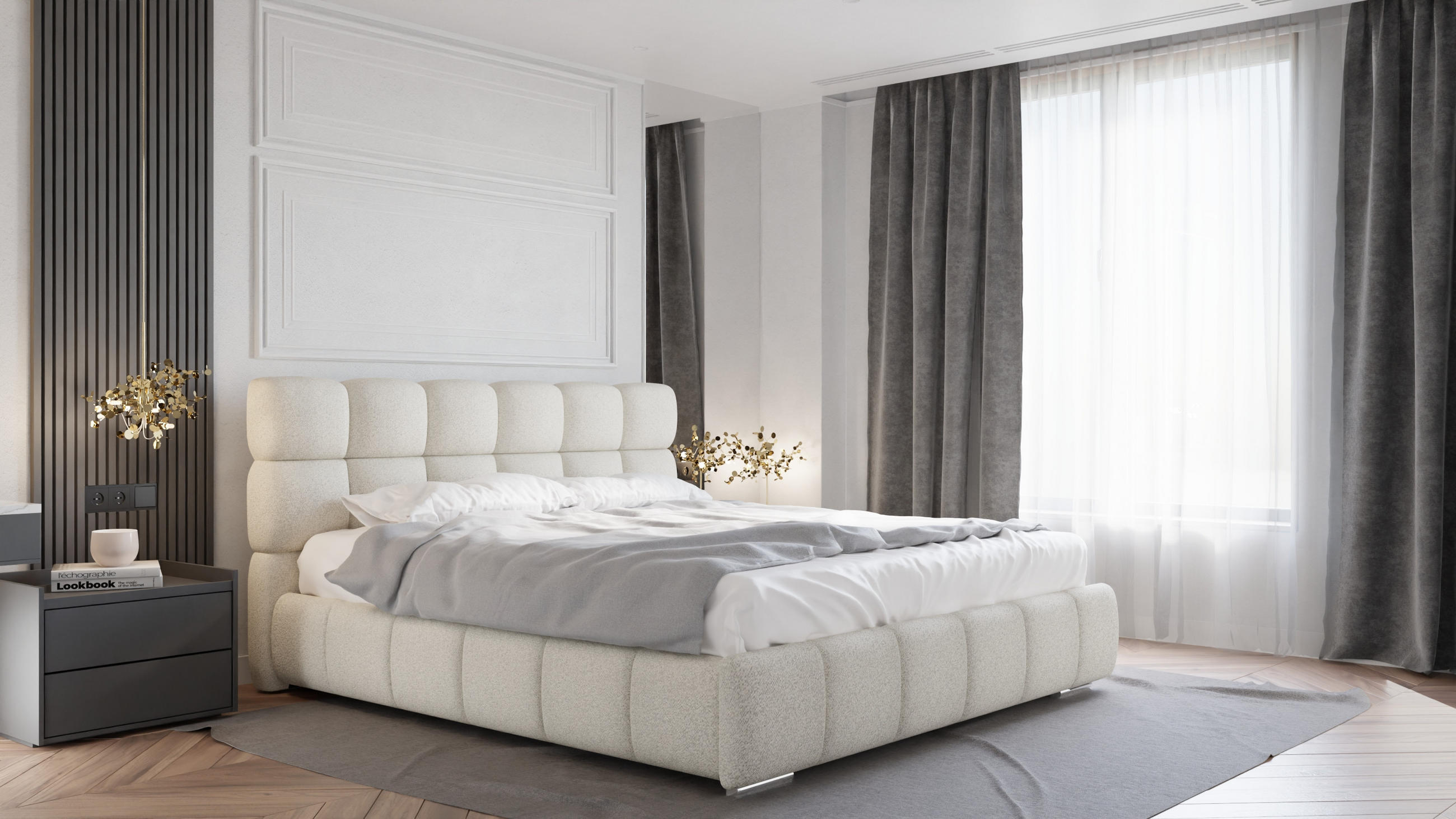 Thumbnail - Panda Möbel Polsterbett, Beige, Holz, Mode, 180x200 cm, Oeko-Tex® Standard 100, Schlafzimmer, Betten, Polsterbetten