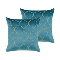 DEKOKISSEN 2er-Set Blau 45/45 cm Alyssum - Blau, Textil (45/45cm) - Beliani