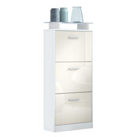 SCHUHSCHRANK Lavia Front in Creme Hochglanz - Creme, Holzwerkstoff (46/128/23cm) - Vladon