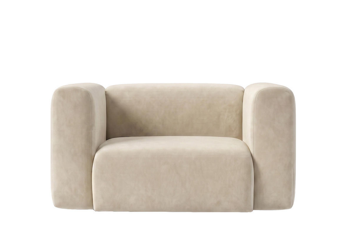 WOHNZIMMERSESSEL Aus Velvet-Stoff Bluvel, Creme, GRETA - Creme, Holz (137/70/89cm) - Kaiser Möbel