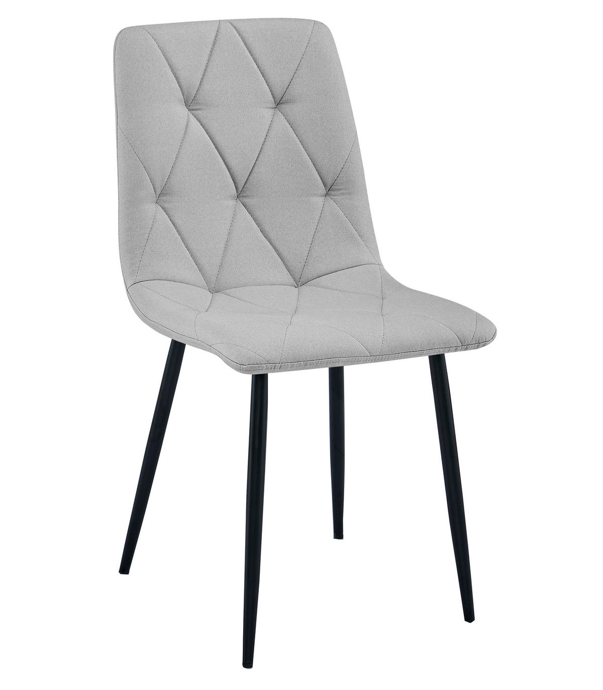 ESSZIMMERSTUHL 2-er Set TYRA hellgrauer Sitz, schwarze Beine - Hellgrau/Schwarz, Textil (44.5/87/54.5cm) - Valora