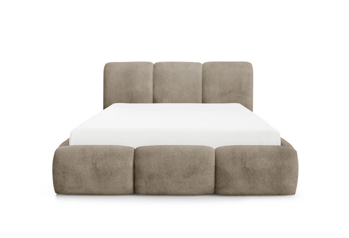 POLSTERBETT mit Stauraum Bouclé-Stoff 200x200 cm in Steingrau - Dunkelgrau, Textil (200/200cm) - Home Collective