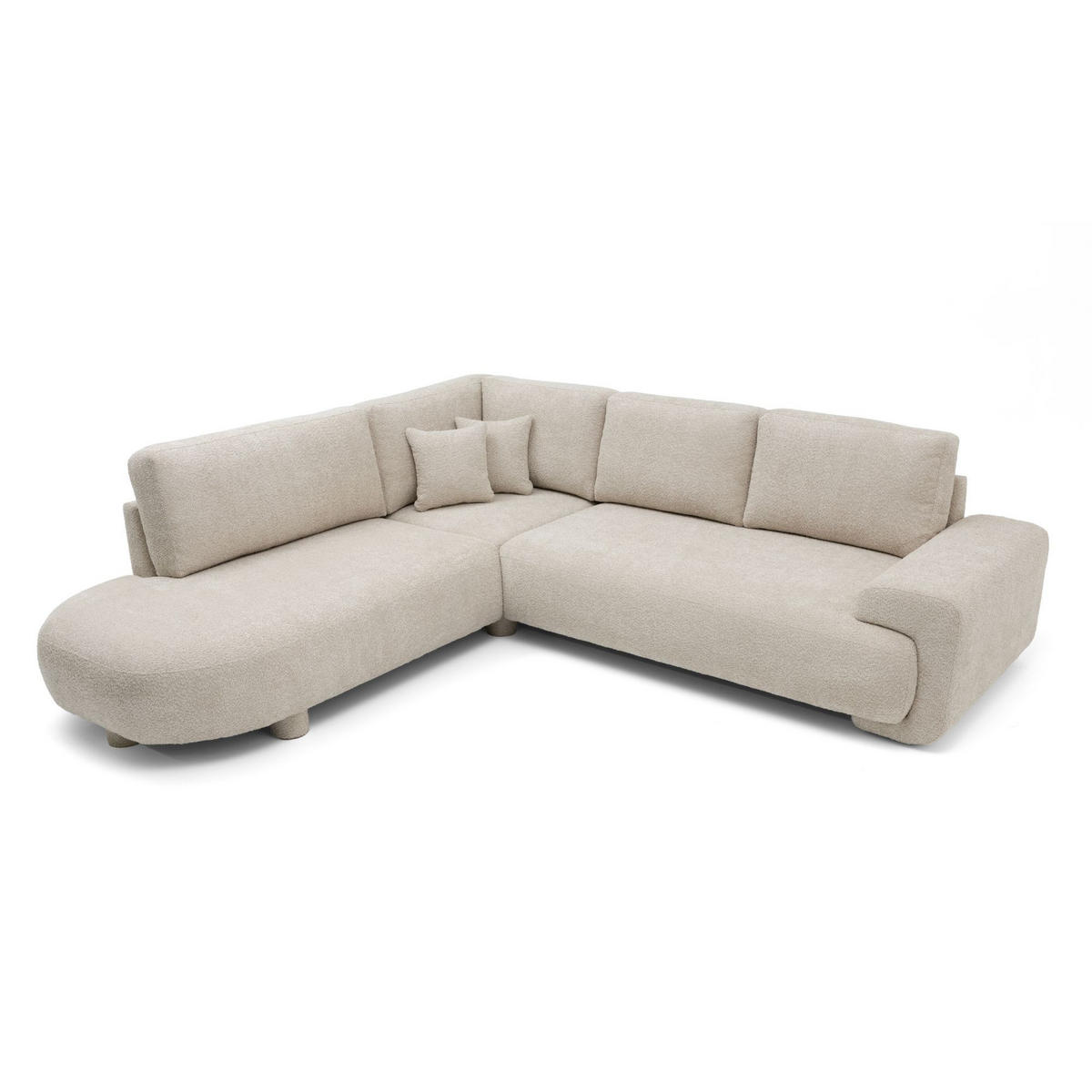 4-SITZER Ecksofa MIRABEL L Links 285x255 cm Bouclé Creme - Creme, Holz/Kunststoff (285/255cm) - Muffo