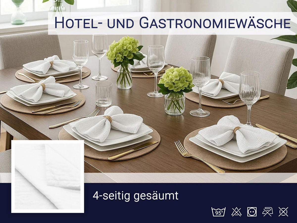 STOFFSERVIETTEN, 6er-Set, 50x50 cm, 100% Baumwolle, Weiß - Weiß, Textil (50/50cm) - Zollner