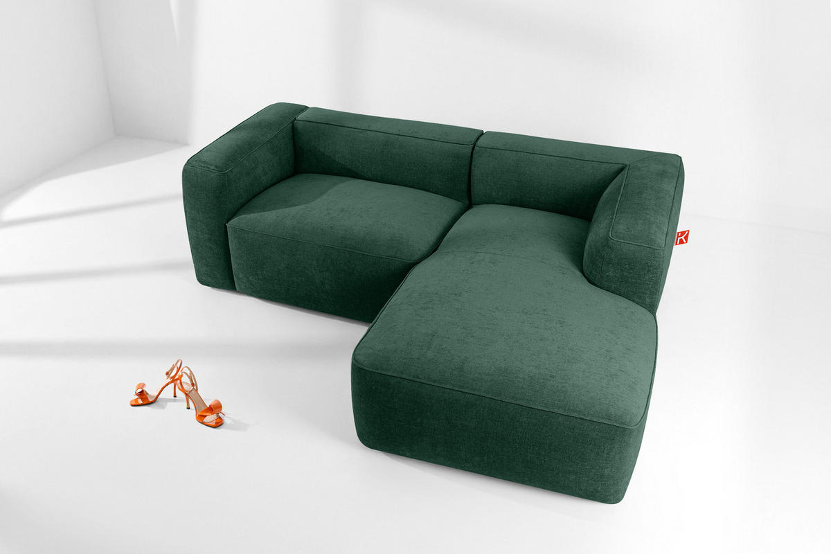 ECKSOFA RECHTS FUBBO, Dunkelgrün - Dunkelgrün, Holz/Holzwerkstoff (225/176cm) - KONSIMO®