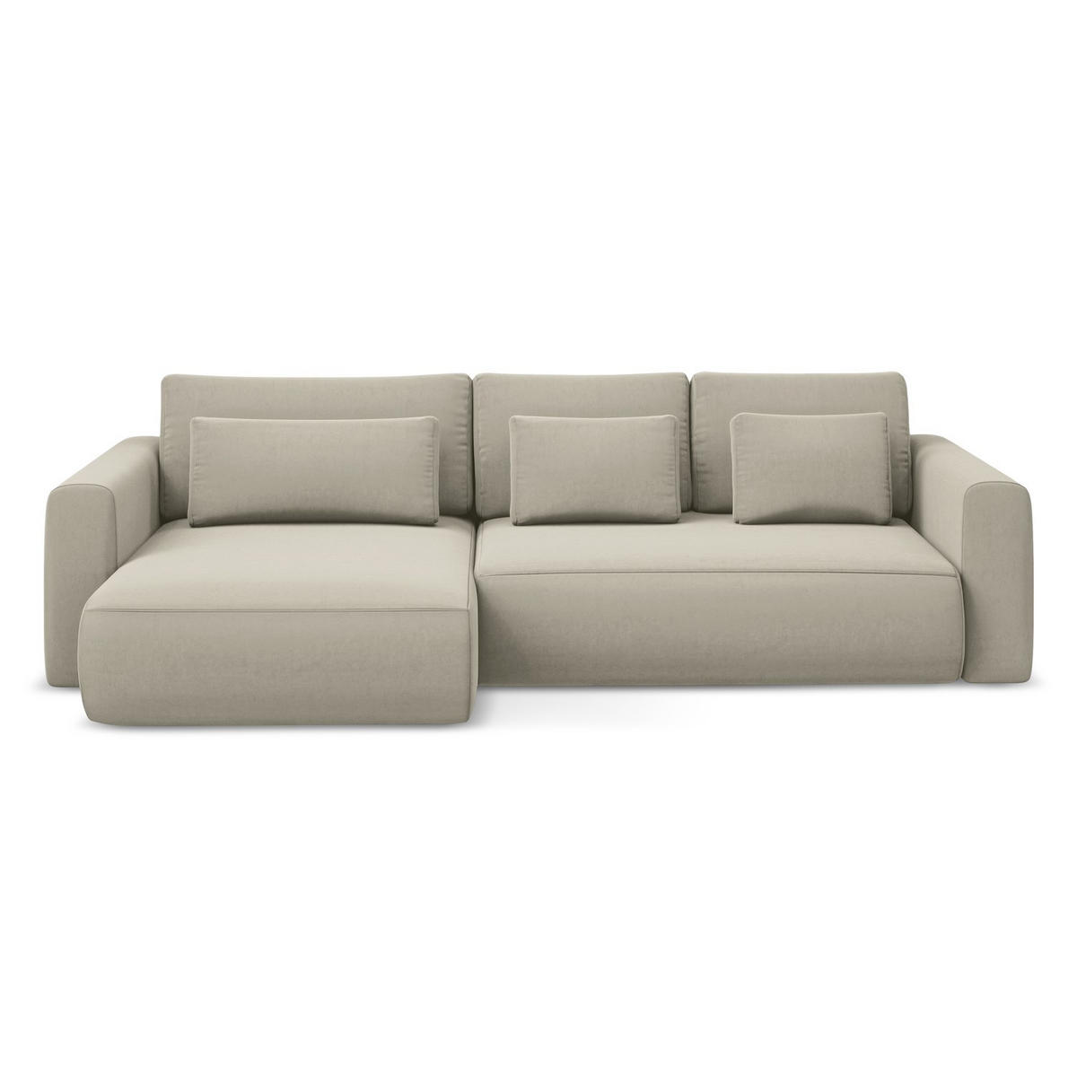 ECKSOFA mit Schlaffunktion Samt Stoff Creme - Perlmutt/Creme, Kunststoff/Textil (149/278cm) - LaMiaSofa