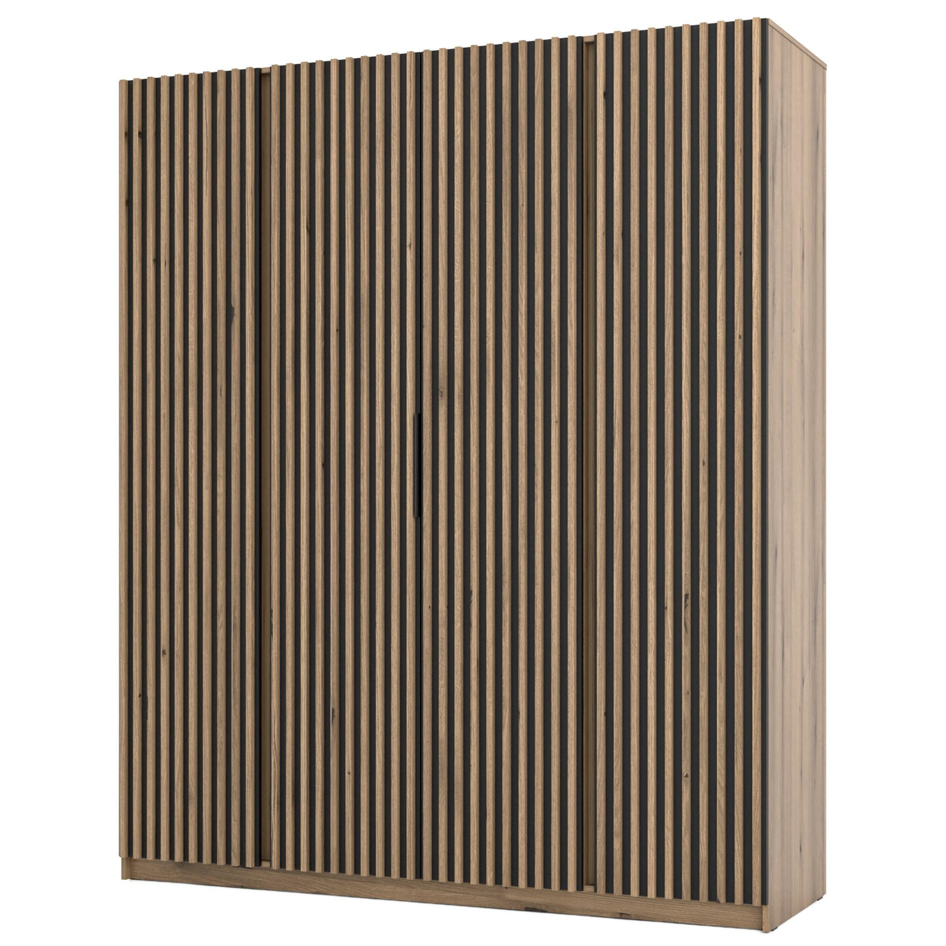 KLEIDERSCHRANK Kaja Schwarz/Eiche Evoke 200 cm - Schwarz, Holzwerkstoff/Metall (200/239/61.9cm) - Selsey