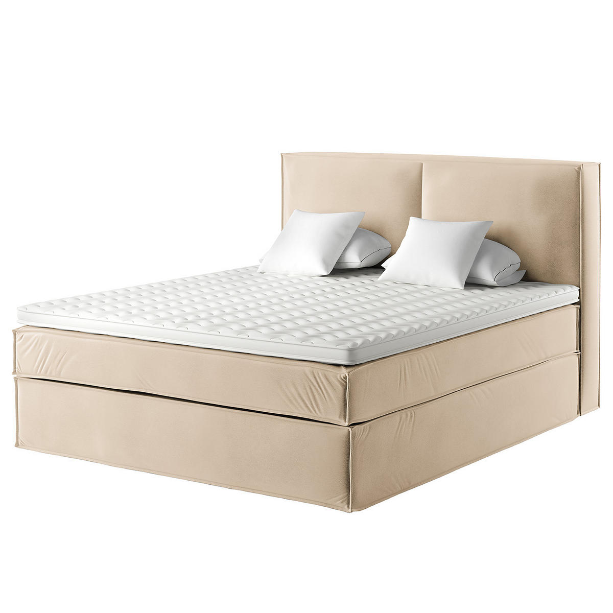 BOXSPRINGBETT mit Kopfteil - Premium - Beige, Textil (200/200cm) - home24