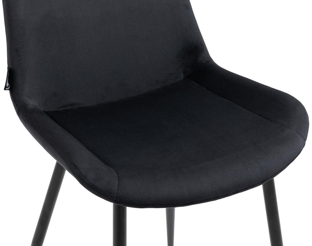 STUHL 2er Set Samt schwarz - Schwarz, Textil/Metall (51/80/60cm) - CLP