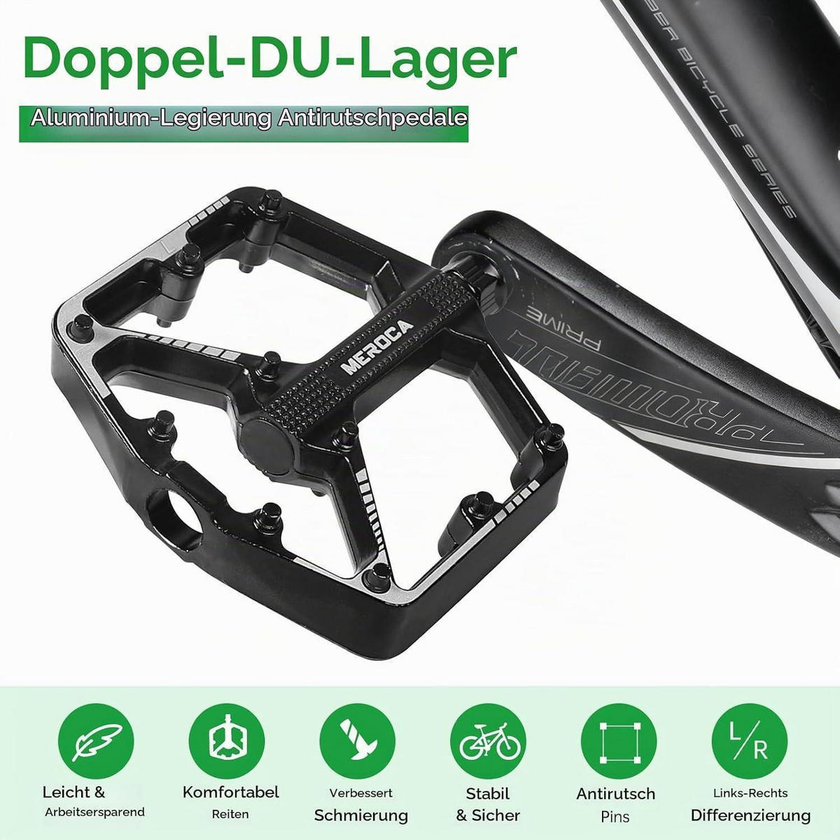 FAHRRADPEDALE 9/16 Zoll MTB Plattformpedale Aluminium Schwarz - Schwarz, Metall (10.1/2.5/10.6cm)
