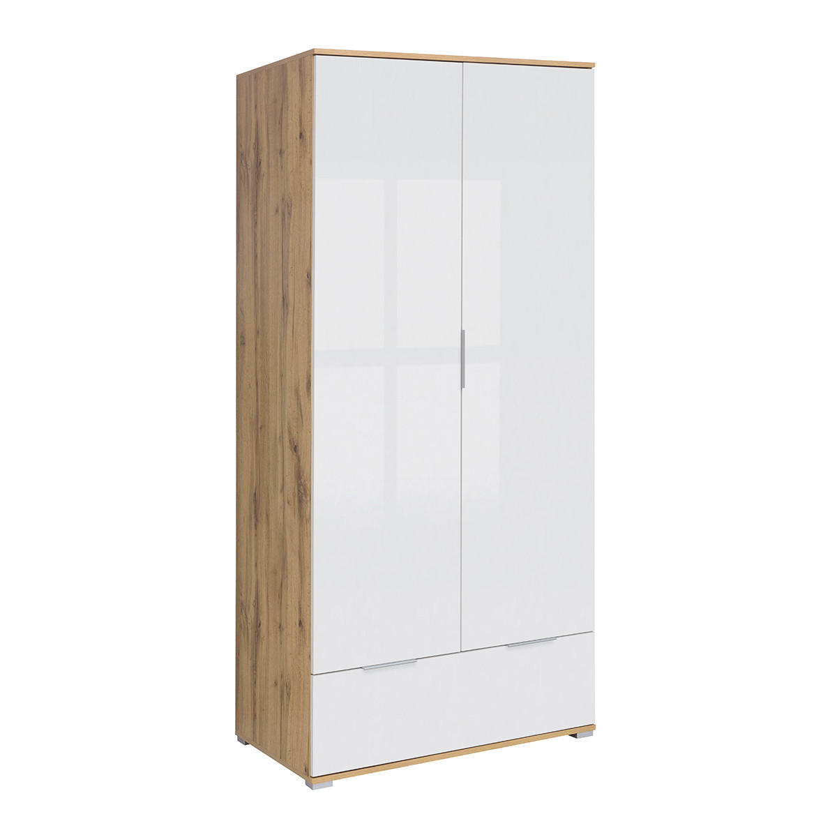 SKŘÍŇ 2DVEŘOVÁ Selma Bílá a dřevo - bílá, kompozitní dřevo (90.5/195/56.5cm) - Petits-meubles