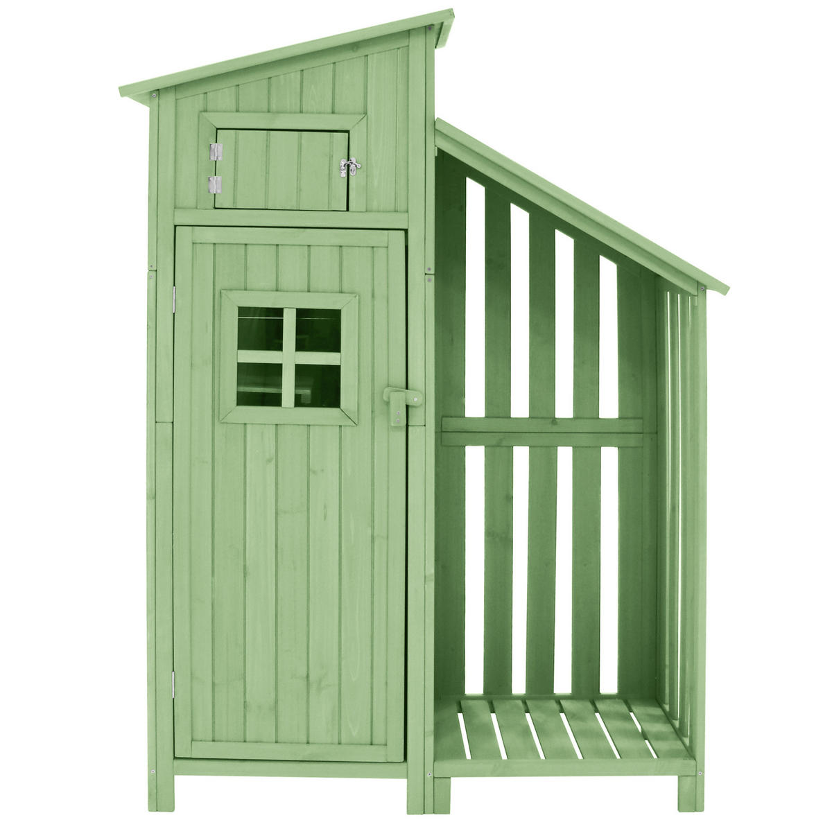 GARTENSCHRANK aus Massivholz 124x46x174cm Grün mit 2 Regalen - Grün, Holz (46/174/124cm) - Modfu