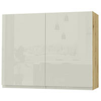 HÄNGESCHRANK Florence W3/90 Eiche Artisan / RAL 1013 perlweiß HG 90 / 32,5 / 72cm - Weiß Hochglanz/Eiche Artisan, Holz/Holzwerkstoff (90/72/32.5cm) - Feldmann-Wohnen