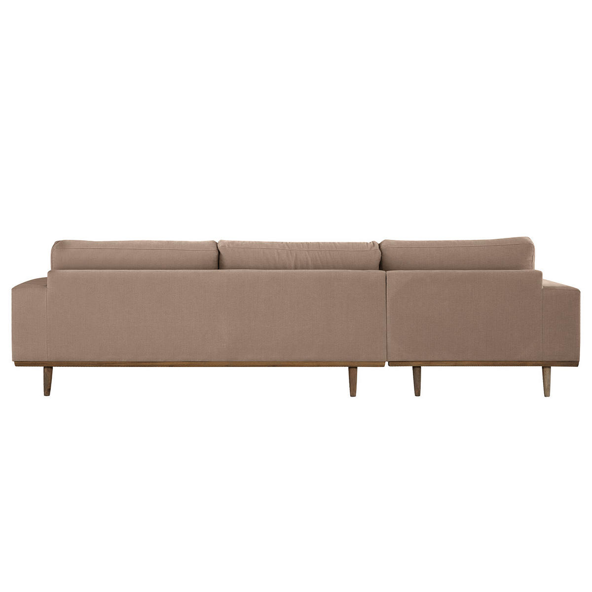 ECKSOFA mit Longchair - Taupe/Eichefarben, Naturmaterialien/Eichenholz (281/153cm) - home24