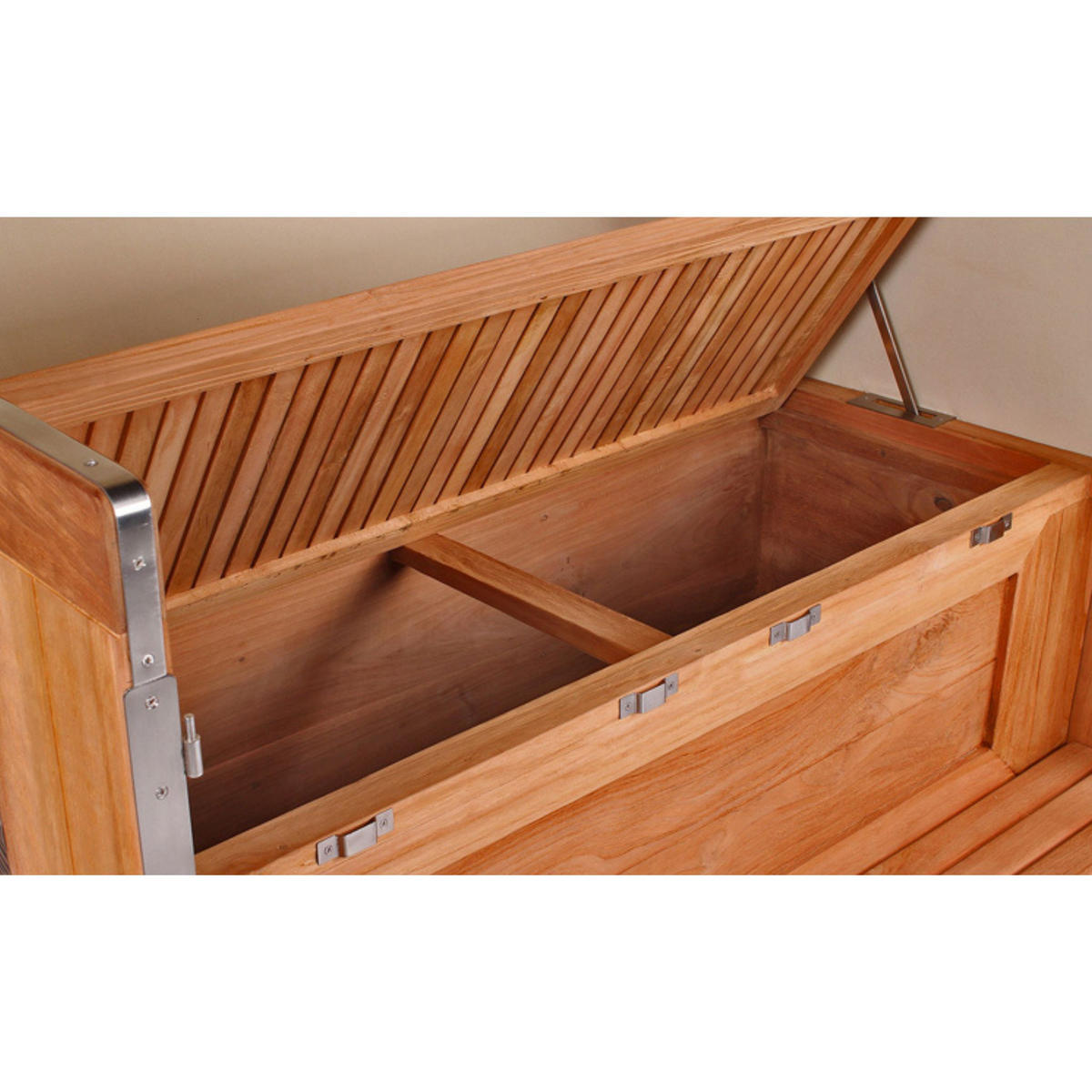 STRANDKORB Baltikum Teak 2,5 Sitzer - Braun/Grau, Holz/Metall (142/170/95cm) - Mr. Deko