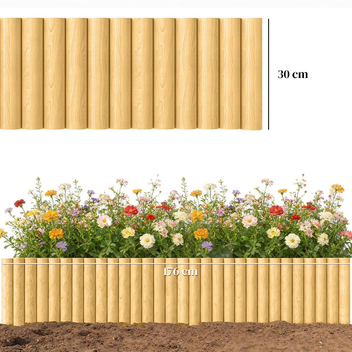 GARTENZAUN Tannenholz Naturholz - Naturfarben, Holz (2.7/30cm) - Outsunny