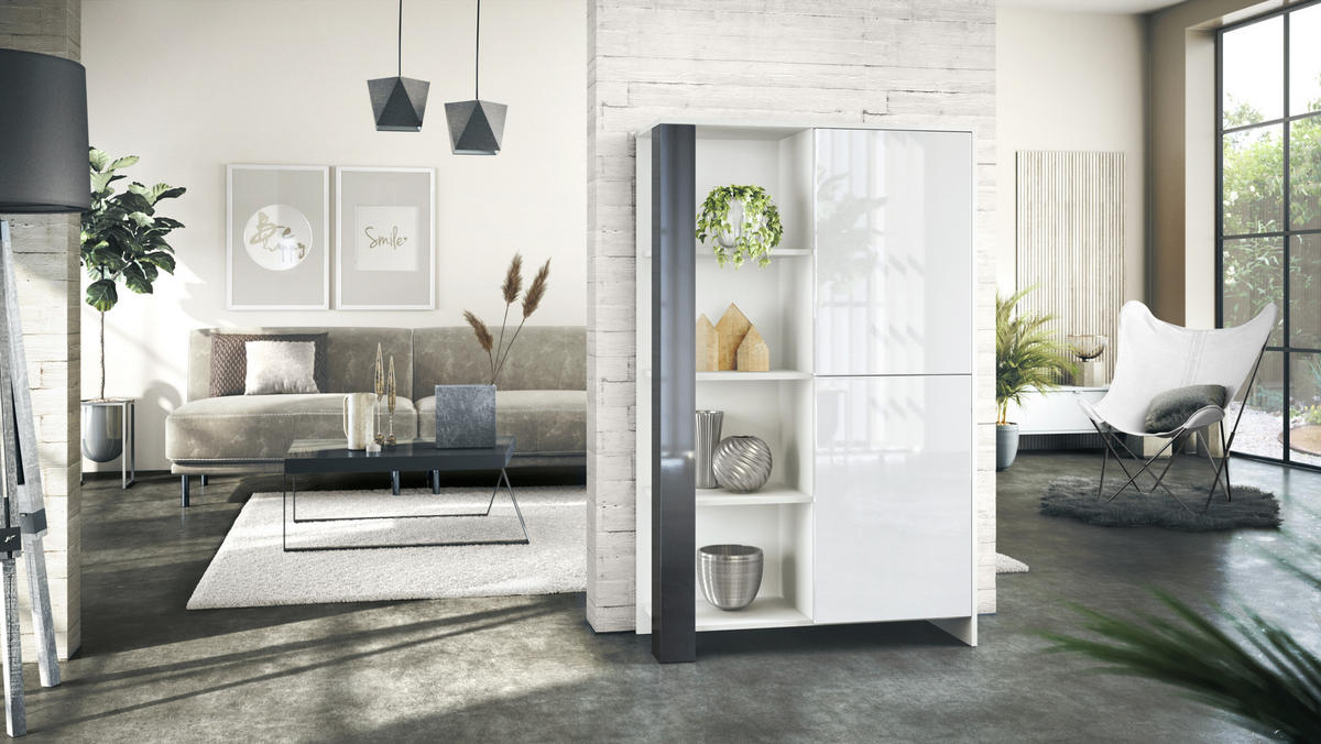 HIGHBOARD Canto Schwarz Hochglanz - Schwarz Hochglanz, Holzwerkstoff (95/151.5/36cm) - Vladon