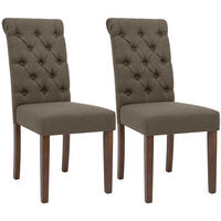 STUHL 2er Set Stoff Taupe - Taupe/Walnussfarben, Holz/Textil (45/98/63cm) - CLP