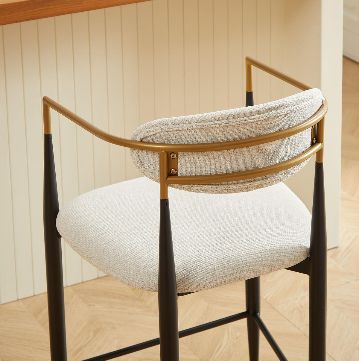 BARHOCKER 2er-Set Beige aus Stoff mit Armlehnen - Beige, Metall (56/23/109cm) - OKMYHOME