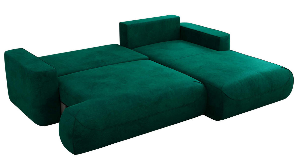ECKSOFA OVO L Dunkelgrün Velvet - Rechts Seite - Dunkelgrün/Dunkelgrau, Kunststoff/Textil (195/271cm) - MKS