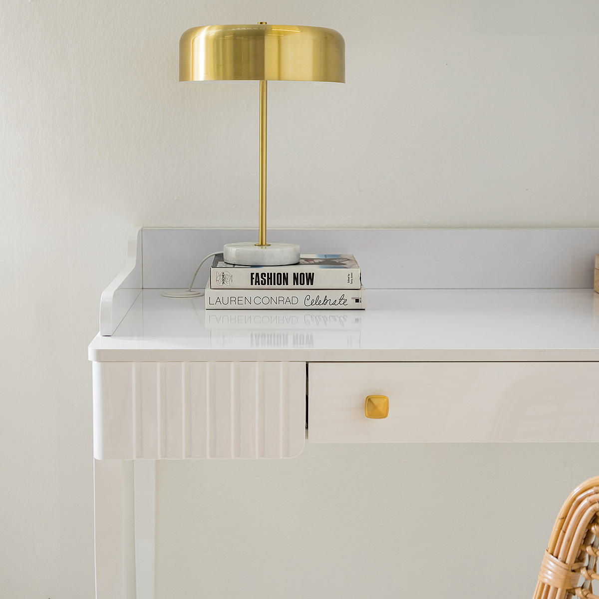 SCHREIBTISCH - Weiß Hochglanz, Holz/Holzwerkstoff (60/110/85cm) - home24