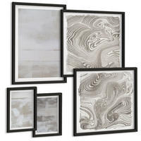 BILDER SET 5er Set - 50x50 cm & 20x30 cm & 40x60 cm Schwarzer Rahmen - Abgenutzte Texturen, moderner Stil - Schwarz, Kunststoff (40/60cm) - TULUP