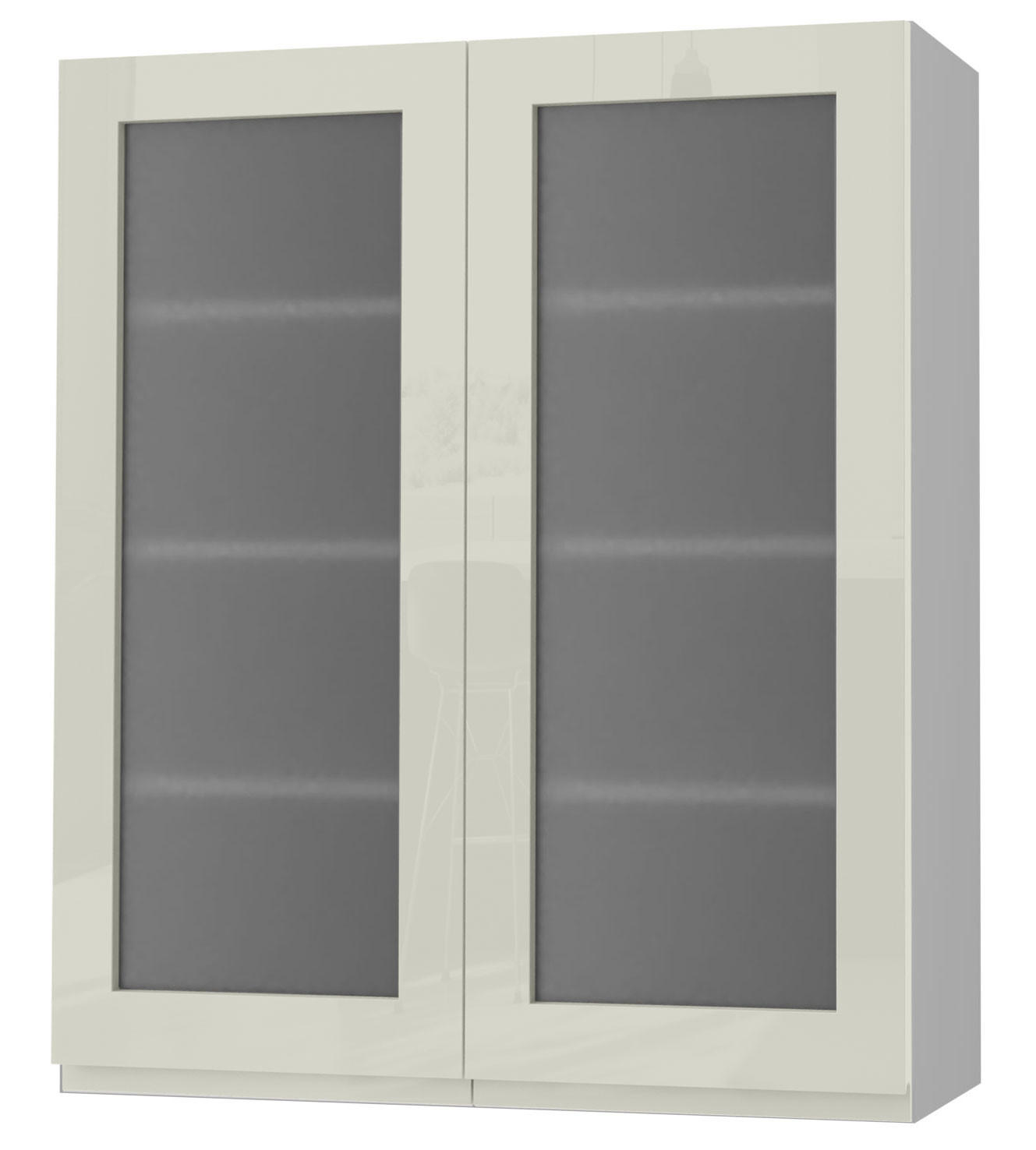 HÄNGESCHRANK Florence W4S/80 Grau / RAL 1013 perlweiß HG 80 / 32,5 / 96cm - Weiß Hochglanz/Grau, Holz/Holzwerkstoff (80/96/32.5cm) - Feldmann-Wohnen