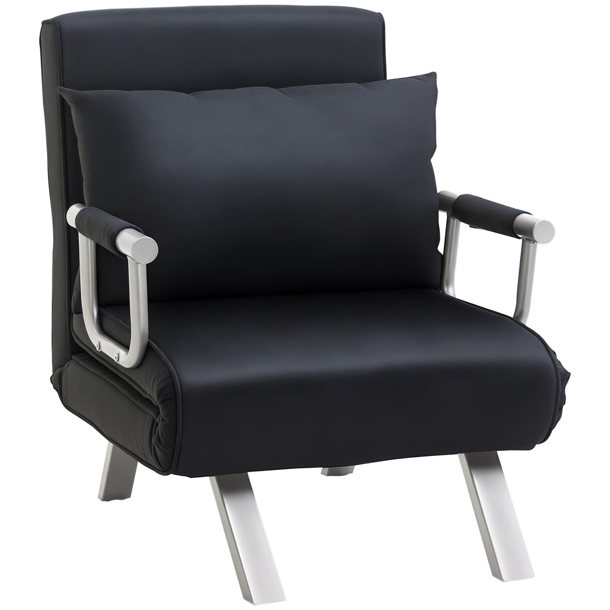 SCHLAFSOFA 3-in-1 DE-08264 Gästebett & Sessel inkl. Kissen Schwarz - Schwarz, Metall (69/80/65cm) - ComfortXL