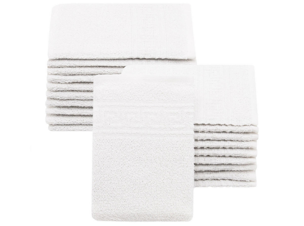 WASCHHANDSCHUH, 20er-Set, 16x22 cm, 70% Baumwolle, 30% Polyester, Weiß - Weiß, Textil (16/22cm) - Zollner