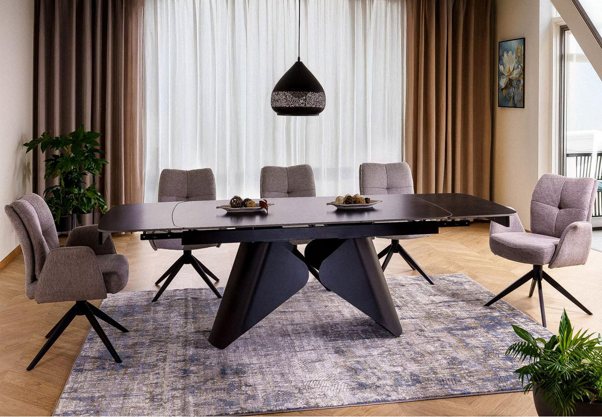 ESSTISCH Armando Schwarz Marmor / Schwarz 160-240 / 90 / 76cm - Schwarz, Holz/Keramik (90/240/76cm) - Feldmann-Wohnen